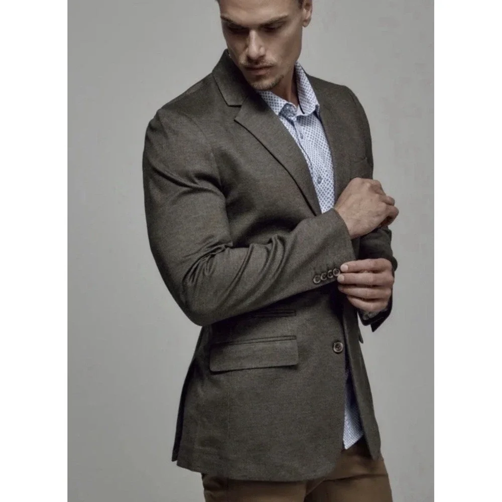7Diamonds Newport Unstructured Blazer Tan Mens Sz L Performance Stretch Work